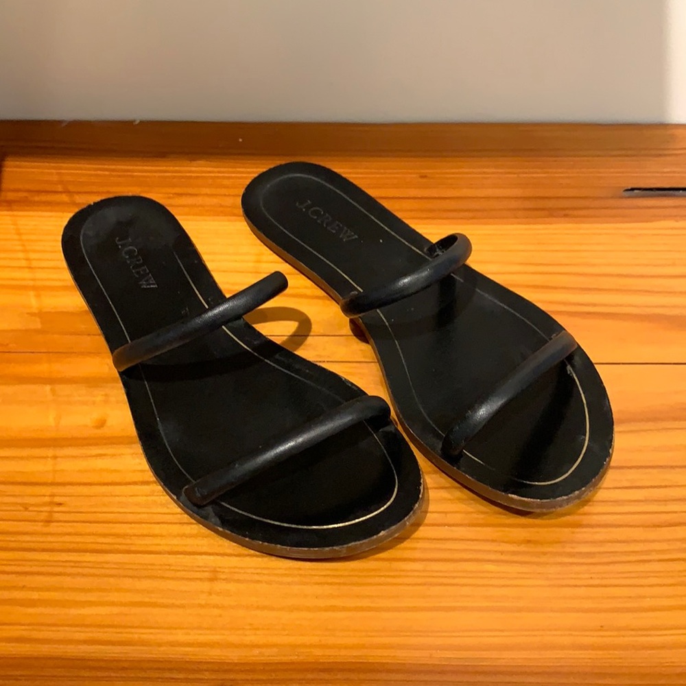 J.Crew Leather Slides - Black